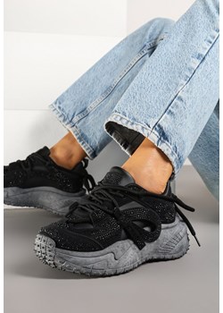Czarne Sneakersy Ozdobione Drobnymi Cyrkoniami Sorisa ze sklepu born2be.pl w kategorii Buty sportowe damskie - zdjęcie 179395299