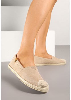 Ciemnobeżowe Espadryle z Elastyczną Wstawką Zdobione Plecionką Kinellis ze sklepu renee.pl w kategorii Espadryle damskie - zdjęcie 179399485