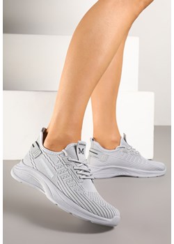 Szare Buty Sportowe Sneakersy Ozdobione Tłoczeniem i Napisami Odalene ze sklepu renee.pl w kategorii Buty sportowe damskie - zdjęcie 179402409