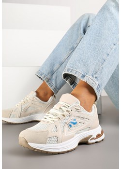 Beżowe Sneakersy Ozdobione Geometrycznym Motywem Tasoti ze sklepu renee.pl w kategorii Buty sportowe damskie - zdjęcie 179404228