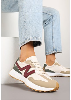 Beżowo-Bordowe Sneakersy z Przeszyciami i Ozdobnym Bieżnikiem Weonessa ze sklepu renee.pl w kategorii Buty sportowe damskie - zdjęcie 179404239