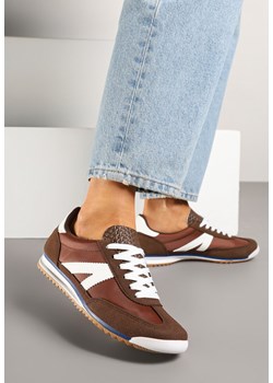 Brązowe Sneakersy Ozdobione Geometrycznym Wzorem Teroti ze sklepu born2be.pl w kategorii Buty sportowe damskie - zdjęcie 179426619