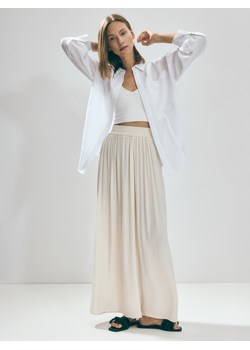 Reserved - Koszula oversize z wiskozą - biały ze sklepu Reserved w kategorii Spódnice - zdjęcie 179439009