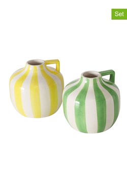 Boltze Wazony (2 szt.) &quot;Malta&quot; w kolorze zielonym i żółtym - wys. 14 cm ze sklepu Limango Polska w kategorii Wazony - zdjęcie 179442945