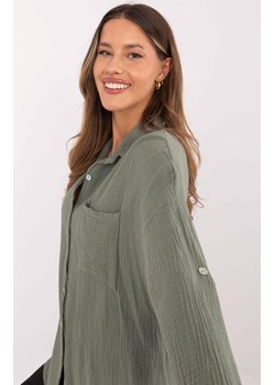 Muślinowa koszula khaki MO-KS-9368.98, Kolor khaki, Rozmiar uniwersalny, ITALY MODA ze sklepu Primodo w kategorii Koszule damskie - zdjęcie 179456656