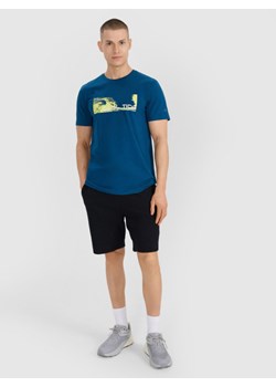 Męski t-shirt z nadrukiem 4F 4FWSS25TTSHM2030 - turkusowy ze sklepu Sportstylestory.com w kategorii T-shirty męskie - zdjęcie 179485429