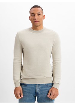 BOSS Orange BOSS - Męski sweter z dzianiny - Aspoki Mężczyźni Bawełna beżowy wypukły wzór tkaniny - id: 732430-0001-09990 - marki BOSS HUGO BOSS - 179489726 BOSS Orange BOSS - Męski sweter z dzianiny - Aspoki Mężczyźni Bawełna beżowy wypukły wzór tkaniny ze sklepu vangraaf w kategorii Swetry męskie - zdjęcie 179489726