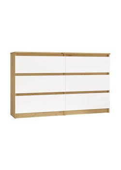 Nowoczesna podwójna komoda dąb artisan + biały - Berta 120 cm ze sklepu Edinos.pl w kategorii Komody - zdjęcie 179503038