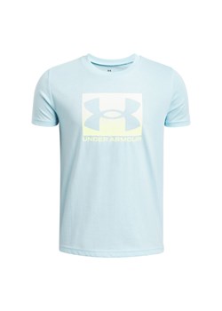 Chłopięcy t-shirt z nadrukiem Under Armour UA Boxed Sports - niebieska ze sklepu Sportstylestory.com w kategorii T-shirty chłopięce - zdjęcie 179507198