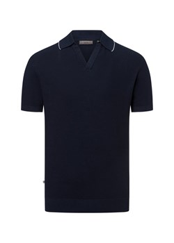 Finshley & Harding Męski sweter z krótkim rękawem Mężczyźni Bawełna granatowy wypukły wzór tkaniny ze sklepu vangraaf w kategorii Swetry męskie - zdjęcie 179510805