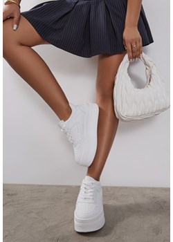 Białe Sneakersy Vices na Platformie Ozdobione Metalicznymi Aplikacjami Nelanil ze sklepu renee.pl w kategorii Buty sportowe damskie - zdjęcie 179527016
