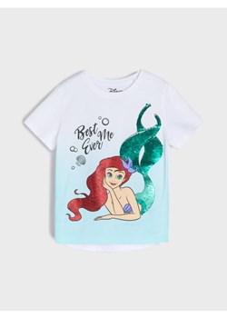 Sinsay - Koszulka z brokatem i cekinami Disney Princess - biały ze sklepu Sinsay w kategorii Bluzki dziewczęce - zdjęcie 179528266