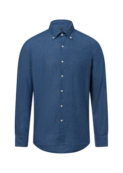 Nils Sundström Męska koszula casual z zawartością lnu Mężczyźni Modern Fit Bawełna indygo marmurkowy ze sklepu vangraaf w kategorii Koszule męskie - zdjęcie 179532865