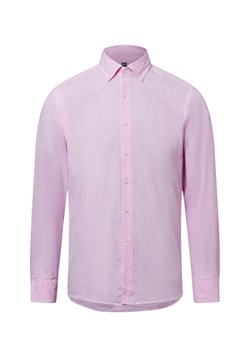 Nils Sundström Męska koszula casual z zawartością lnu Mężczyźni Modern Fit Bawełna różowy w kratkę ze sklepu vangraaf w kategorii Koszule męskie - zdjęcie 179532868