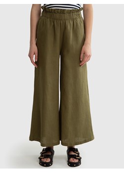 Spodnie damskie lniane z szeroką nogawką paperbag khaki Dorona 303 ze sklepu Big Star w kategorii Spodnie damskie - zdjęcie 179542265