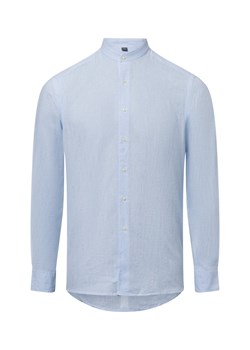Nils Sundström Męska koszula casual z zawartością lnu Mężczyźni Modern Fit Bawełna jasnoniebieski w kratkę ze sklepu vangraaf w kategorii Koszule męskie - zdjęcie 179569007