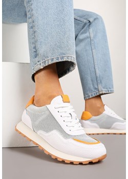 Białe Sneakersy Skórzane Ozdobione Geometrycznym Motywem Wibessa ze sklepu renee.pl w kategorii Buty sportowe damskie - zdjęcie 179569395