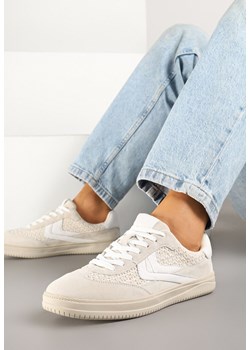 Jasnobeżowe Sneakersy ze Skóry Naturalnej w Stylu Kultowych Tenisówek Faloretia ze sklepu renee.pl w kategorii Buty sportowe damskie - zdjęcie 179599649