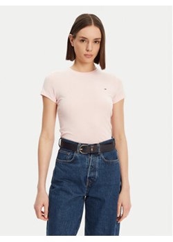 Tommy Jeans T-Shirt DW0DW20459 Różowy Slim Fit ze sklepu MODIVO w kategorii Bluzki damskie - zdjęcie 179617837