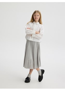 Reserved - Welurowa spódnica z brokatem - jasnoszary ze sklepu Reserved w kategorii Spódnice dziewczęce - zdjęcie 179638899