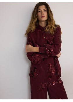 Reserved - Satynowa koszula z cekinowymi aplikacjami - burgundowy ze sklepu Reserved w kategorii Koszule damskie - zdjęcie 179640785