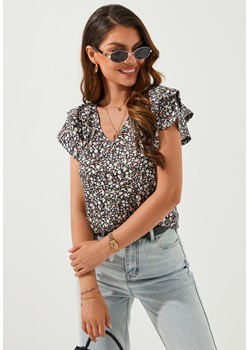 Bluzka z motylkowym rękawem w kwiaty ze sklepu Jacinshop w kategorii Bluzki damskie - zdjęcie 179645498