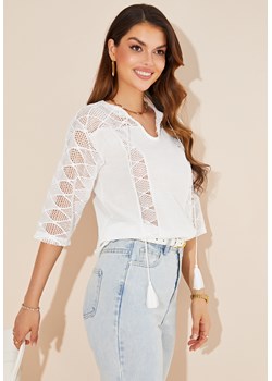 Bluzka w stylu boho z ażurowymi rękawami i frędzlami ze sklepu Jacinshop w kategorii Bluzki damskie - zdjęcie 179645958