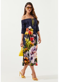 Sukienka w kwiaty z rękawem 3/4 ze sklepu Jacinshop w kategorii Sukienki - zdjęcie 179647276