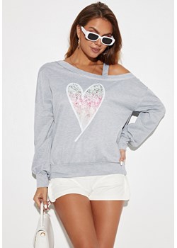 Bluzka z długim rękawem cold shoulder z sercem ze sklepu Jacinshop w kategorii Bluzki damskie - zdjęcie 179647999