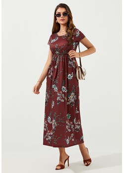 Sukienka maxi z krótkim rękawem w kwiaty ze sklepu Jacinshop w kategorii Sukienki - zdjęcie 179648557