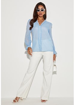 Koszula z długim rękawem i kołnierzem V-neck ze sklepu Jacinshop w kategorii Koszule damskie - zdjęcie 179650237