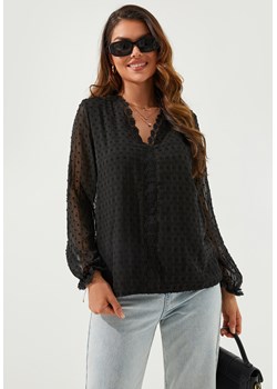 Koszula z długim rękawem i kołnierzem V-neck ze sklepu Jacinshop w kategorii Bluzki damskie - zdjęcie 179650238