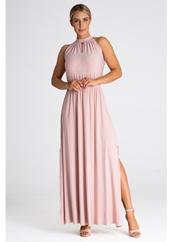 Sukienka maxi z dekoltem typu halter - jasnoróżowa ze sklepu Cudmoda w kategorii Sukienki - zdjęcie 179651319