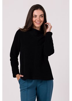 Bluza z wysokim kołnierzem - czarna ze sklepu Cudmoda w kategorii Bluzy damskie - zdjęcie 179651335