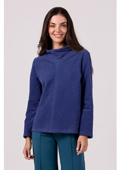 Bluza z wysokim kołnierzem - indygo ze sklepu Cudmoda w kategorii Bluzy damskie - zdjęcie 179651336