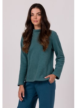 Bluza z wysokim kołnierzem - turkusowa ze sklepu Cudmoda w kategorii Bluzy damskie - zdjęcie 179651338