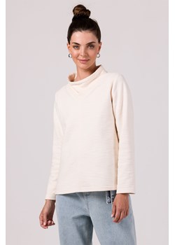 Bluza z wysokim kołnierzem - waniliowa ze sklepu Cudmoda w kategorii Bluzy damskie - zdjęcie 179651339