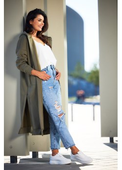 Bluza typu parka z kapturem i kieszeniami - khaki ze sklepu Cudmoda w kategorii Bluzy damskie - zdjęcie 179651518