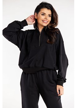 Bluza damska dresowa ze stójką - czarna ze sklepu Cudmoda w kategorii Bluzy damskie - zdjęcie 179651558