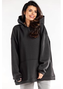 Bluza damska oversize z kapturem - grafitowa ze sklepu Cudmoda w kategorii Bluzy damskie - zdjęcie 179651578