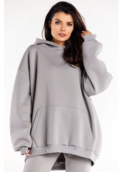 Bluza damska oversize z kapturem - szara ze sklepu Cudmoda w kategorii Bluzy damskie - zdjęcie 179651579