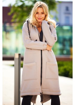 Długa bluza sportowa typu parka - szara ze sklepu Cudmoda w kategorii Bluzy damskie - zdjęcie 179651626