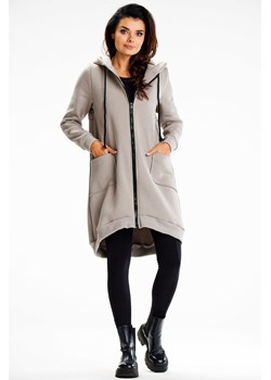 Długa bluza damska oversize - szara ze sklepu Cudmoda w kategorii Bluzy damskie - zdjęcie 179651629