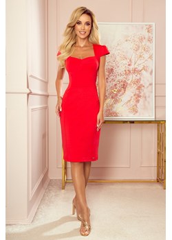 Elegancka sukienka dopasowana - czerwona ze sklepu Cudmoda w kategorii Sukienki - zdjęcie 179652345