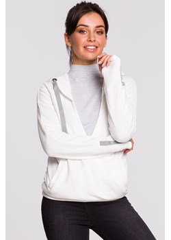 Bluza z kapturem i przodem na zakładkę - ecru ze sklepu Cudmoda w kategorii Bluzy damskie - zdjęcie 179652405