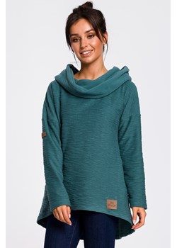 Bluza z szerokim kołnierzem i kapturem - turkusowa ze sklepu Cudmoda w kategorii Bluzy damskie - zdjęcie 179652475