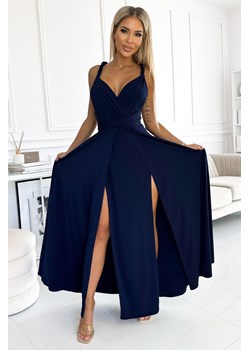 Elegancka sukienka maxi na ramiączkach - granatowa ze sklepu Cudmoda w kategorii Sukienki - zdjęcie 179652698