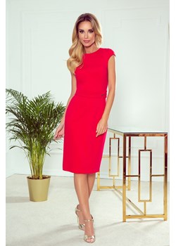 Elegancka sukienka midi z paskiem - czerwona ze sklepu Cudmoda w kategorii Sukienki - zdjęcie 179653167
