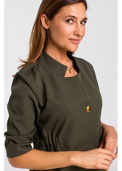Sukienka żakietowa z gumką - khaki ze sklepu Cudmoda w kategorii Sukienki - zdjęcie 179653279