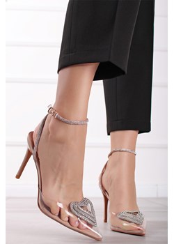 Przezroczyste czółenka slingback na cienkim obcasie Adelyne - beżowe ze sklepu Cudmoda w kategorii Czółenka - zdjęcie 179653296